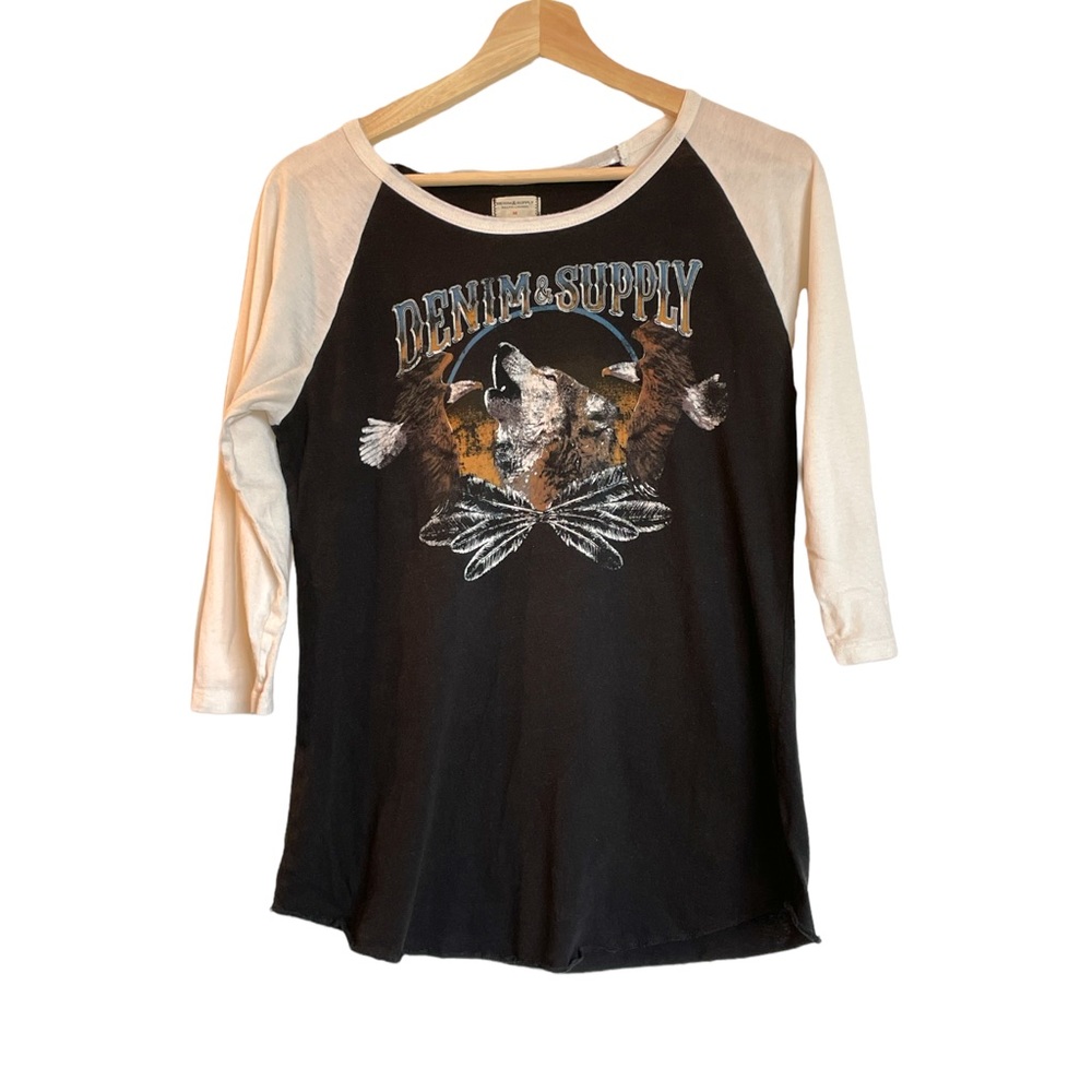 Ralph Lauren denim & supply graphic print wolf eagle raglan baseball tee Size M - Picture 8 of 9